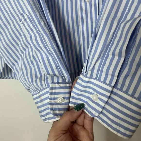 Frank & Eileen blue striped silvio button front long sleeve cotton shirt XL - Picture 4 of 7